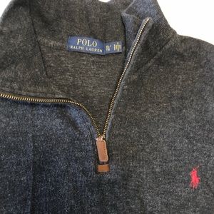 Polo Zip up turtleneck cotton pullover sweater